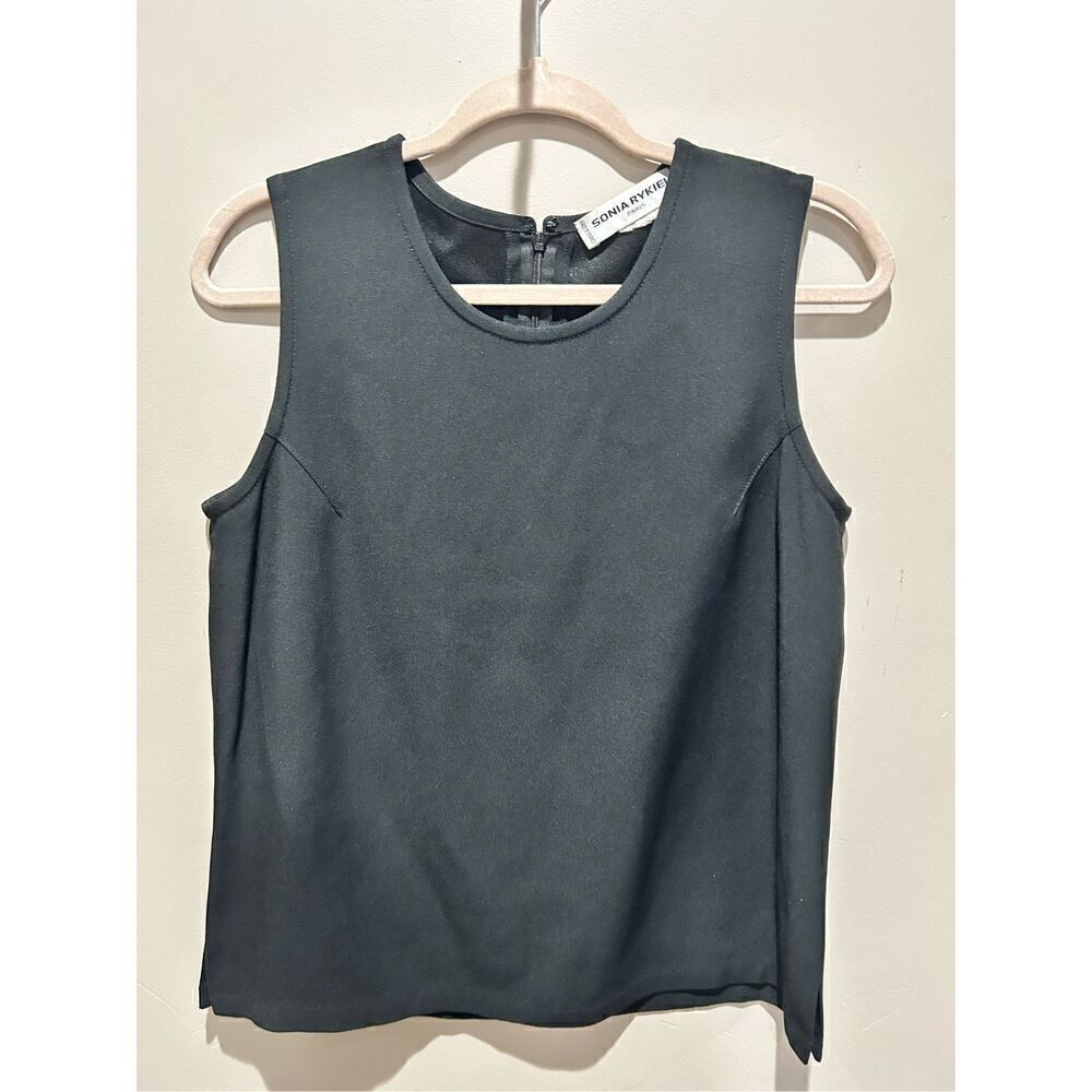Sonia Rykiel Paris Black Blouse Sleeveless Tank Top Crew Neck
